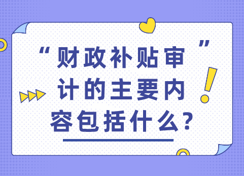 财政补贴审计的主要内容包括什么?